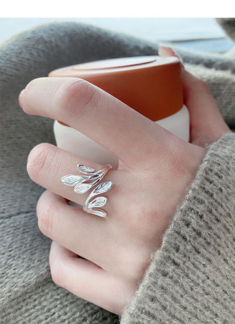 S925 Sterling Silver Vine Leaf Ring for Women Open Ring -524 leaf  ring(45%)