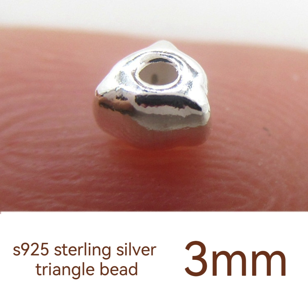 S925 Sterling Silver Triangle Bead for Jewelry Making(Style 1/Price of 2pcs)