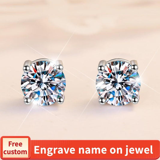 S925 Sterling Silver High Grade Synthetic Moissanite  Four-Claw Stud Earrings Daily Life Earrings-642(35%))
