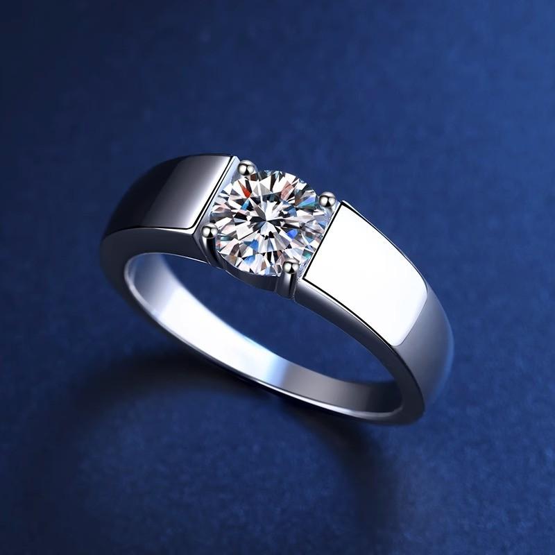 NO.157 Synthetic Moissanite S925 Sterling Silver Simple Couple Ring Proposal Ring fashion jewelry accessory promise ring Springtok Men's Ring
