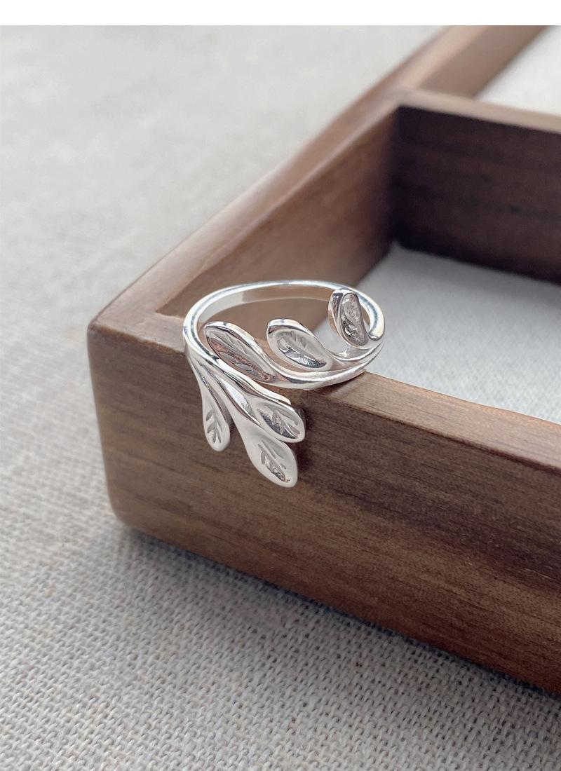 S925 Sterling Silver Vine Leaf Ring for Women Open Ring -524 leaf  ring(45%)