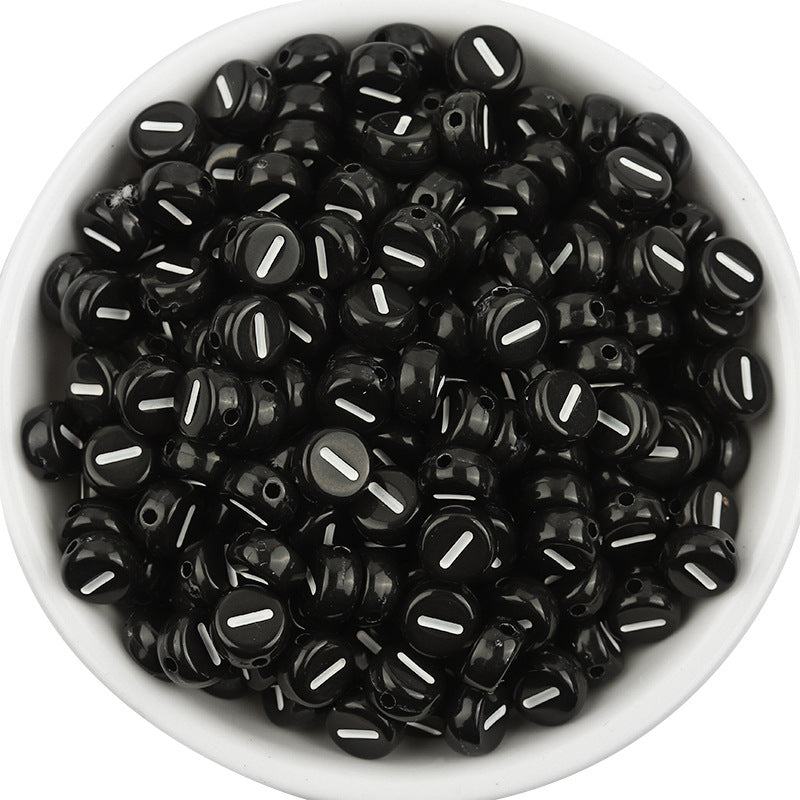 100 Pcs/Pack Acrylic Flat round Beads Diy Black Background White Love Beads/Single English Letter Loose Beads