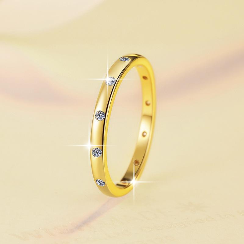 S925 Sterling Silver Full Band Ring Synthetic Moissanite Ring -568(35%)