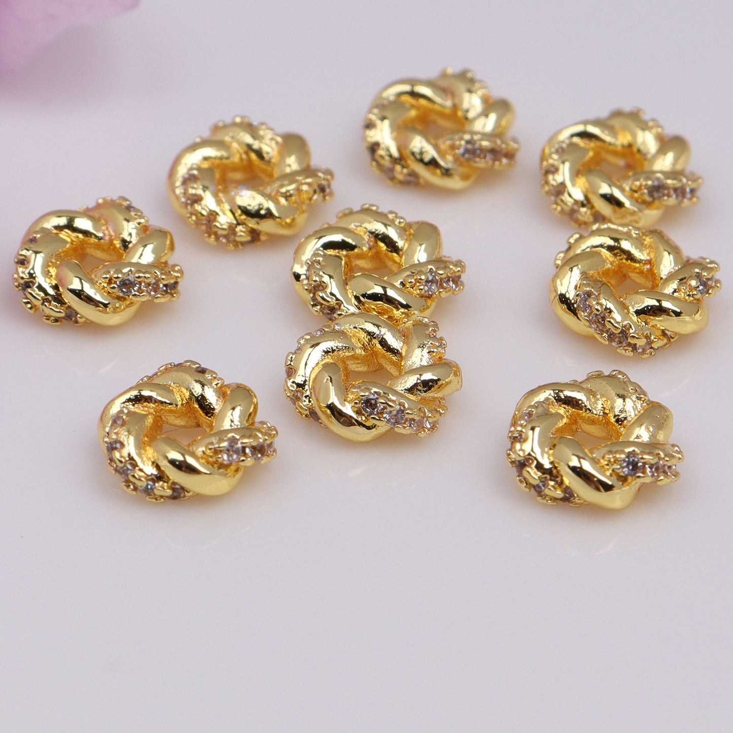 Twist Shaped Zircon Bead For Jewelry DIY，Covered by 14/18K Real Gold Or Silver