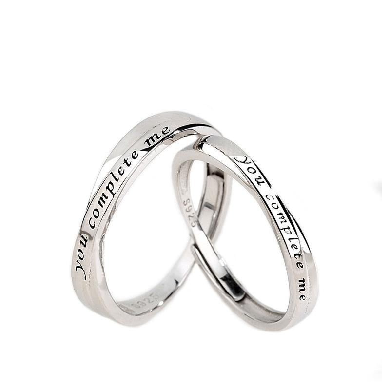 S925 Sterling Silver English Letter Couple Ring Plain Band -559 weddingring(45%)