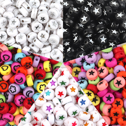 Acrylic Multi-Style Colorful Flat round Pattern Beads/Diy Beads/ Bracelet Beads Wholesale