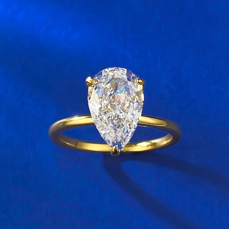 S925 Sterling Silver Pear Ice Flower Cut Water Drop Ring 7*11 8A Cubic Zirconia Ring fashion jewelry accessory woman girl promise ring-217(35%)