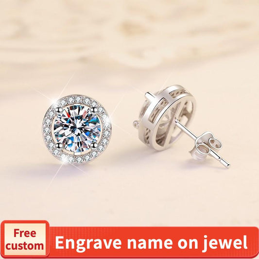 S925 Sterling Silver High Grade Certified Synthetic Moissanite Stud Earrings /Round Wrap Style/ D Color E Cut VVS1 Clarity valentine gift elegant ear stud minimalist new style(35%)-604