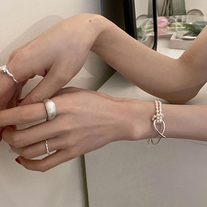 S925 Sterling Silver Brushed Wide Minimalist Ring for Women - 552(45%)