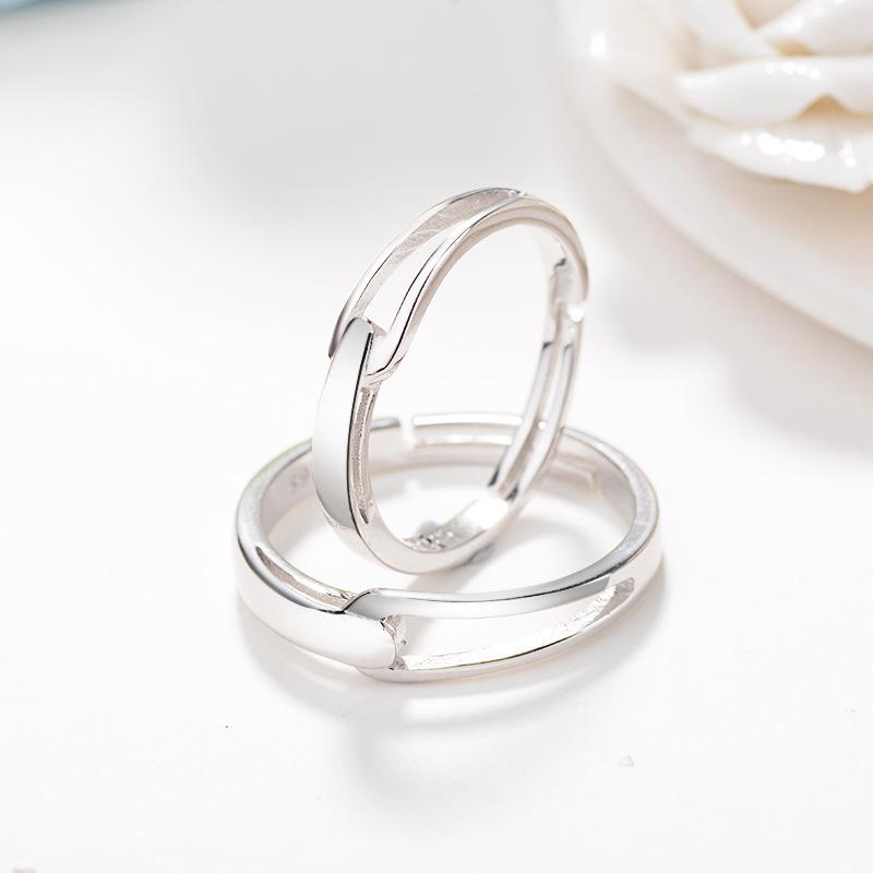 S925 Sterling Silver Couple Fashion Plain Band Ring-497 weddingring(45%)