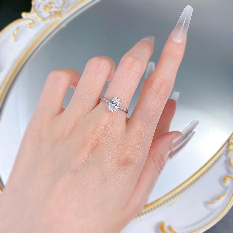 S925 Sterling Silver Oval Cut Oval Ring 6*9mm 6A Cubic Zirconia Ring Springtok-127(35%)