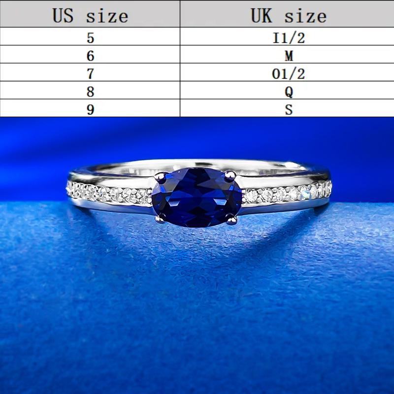 S925 Sterling Silver Royalblue Oval Cut Oval Ring 4*6mm 6A Cubic Zirconia Ring-123(35%)