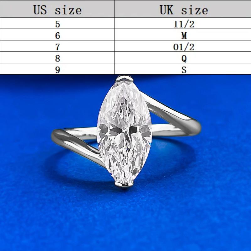 S925 Sterling Silver Marquise Horse Eye Cut Ring 6*12mm 6A Cubic Zirconia Ring-288(35%)