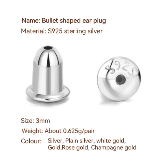 S925 Sterling Silver Ear Backs,2 pairs