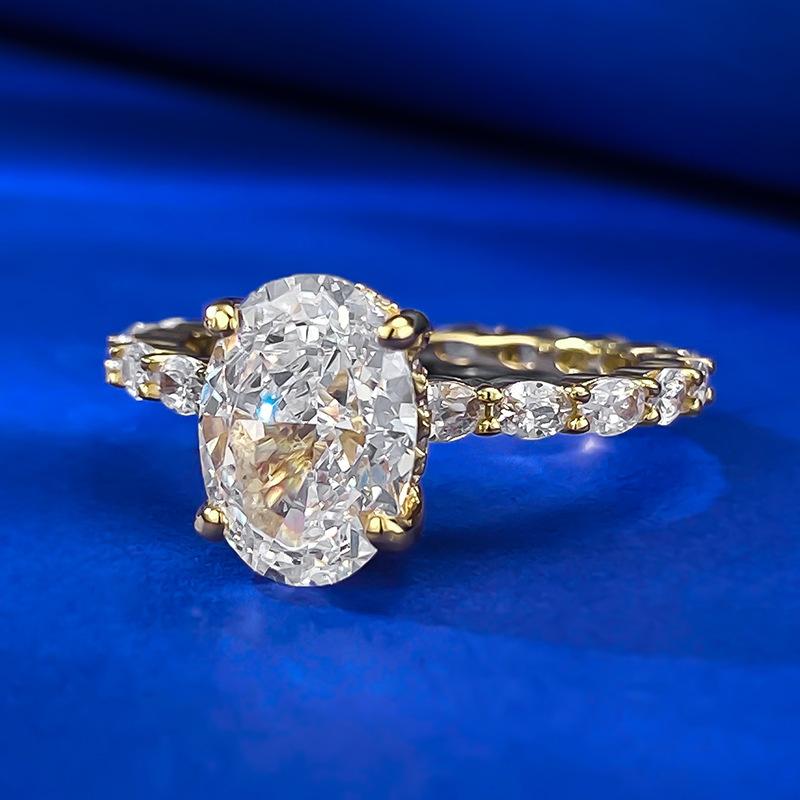 S925 Sterling Silver Oval Cut Oval Ring 7*10mm 6A Cubic Zirconia Ring-343(35%)