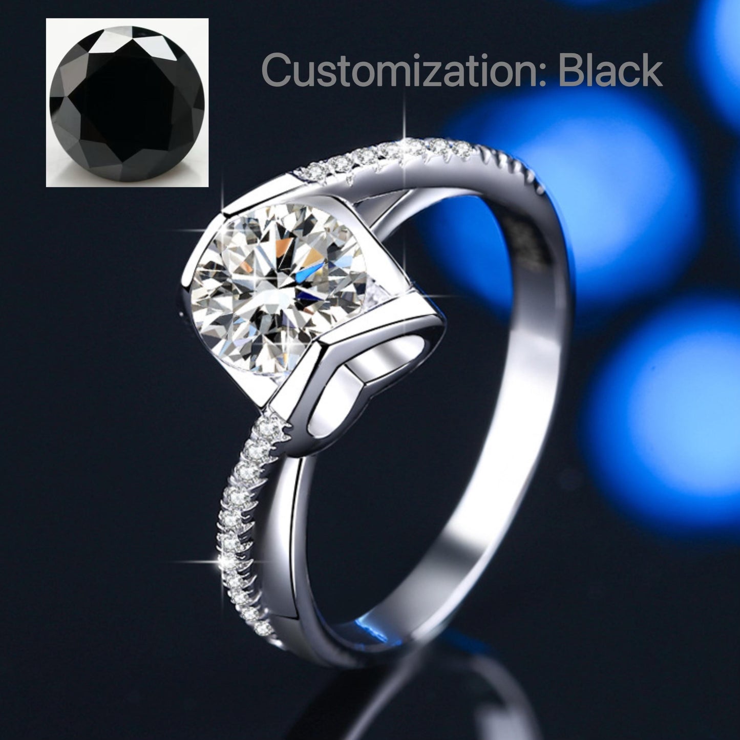 NO.120 S925 Sterling Silver Angel Kiss Ring Synthetic Moissanite Ring fashion jewelry accessory woman girl promise ring Springtok