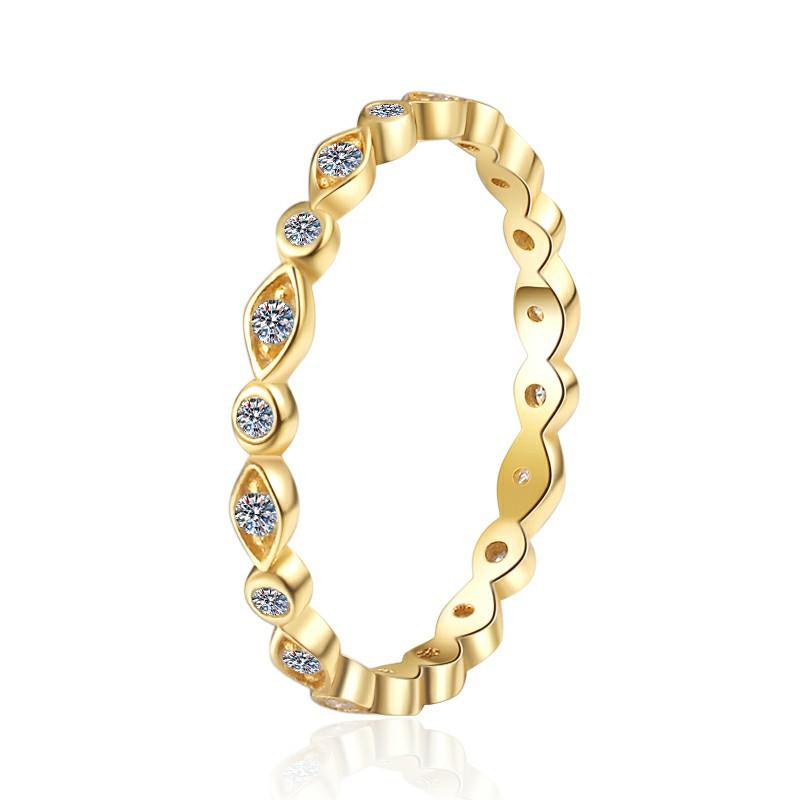 S925 Sterling Silver Single Row Band Ring Synthetic Moissanite Ring-567(35%)