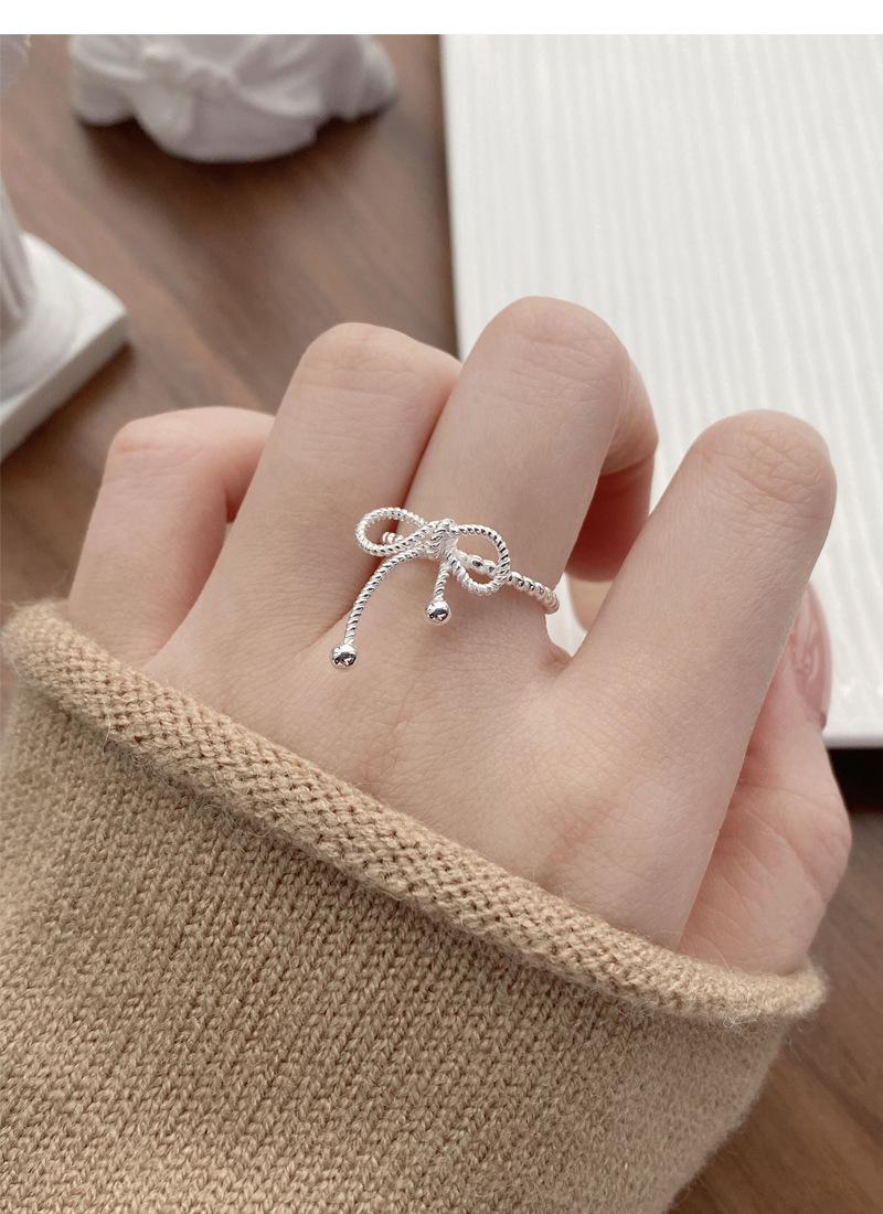 S925 Sterling Silver Bowknot Braided Open Ring for Women - 518(45%)