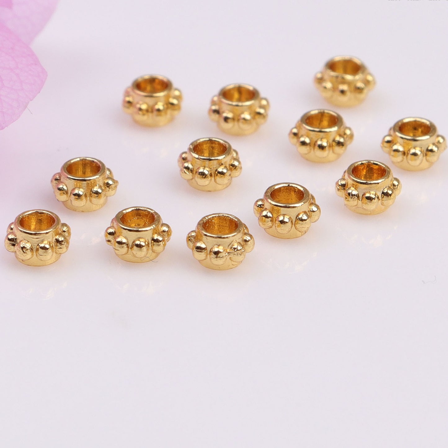 Small Polka-dot Copper Beads For Jewelry DIY，Covered by 14/18K Real Gold Or Silver