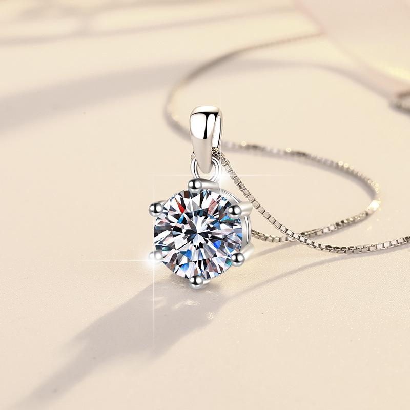 NO6-2. S925 Sterling Silver High Grade Synthetic Moissanite Pendant /1 carat /2 carat /3 carat/Six Claw/Certified Synthetic Moissanite/High Grade Of D Color E Cut VVS1 Clarity