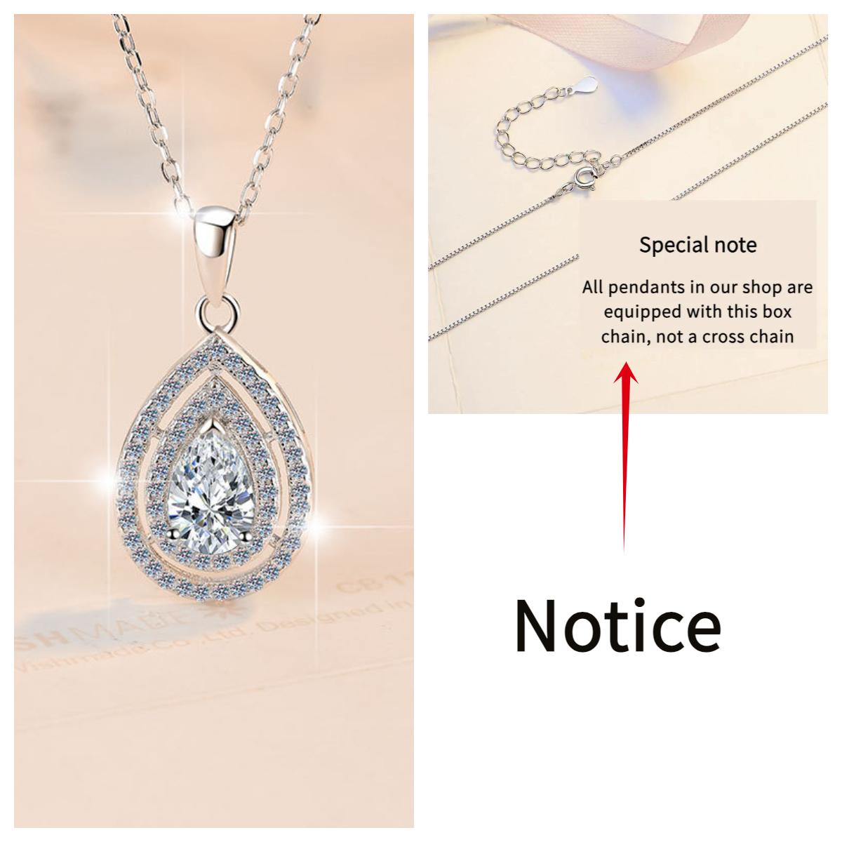 NO10-3. 925 sterling silver pear-shaped pendant/1 karat/synthetic moissanite pendant