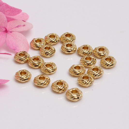 Twist Shape Alloy Beads For Jewelry DIY，Covered By 14/18K Real Gold Or Silver