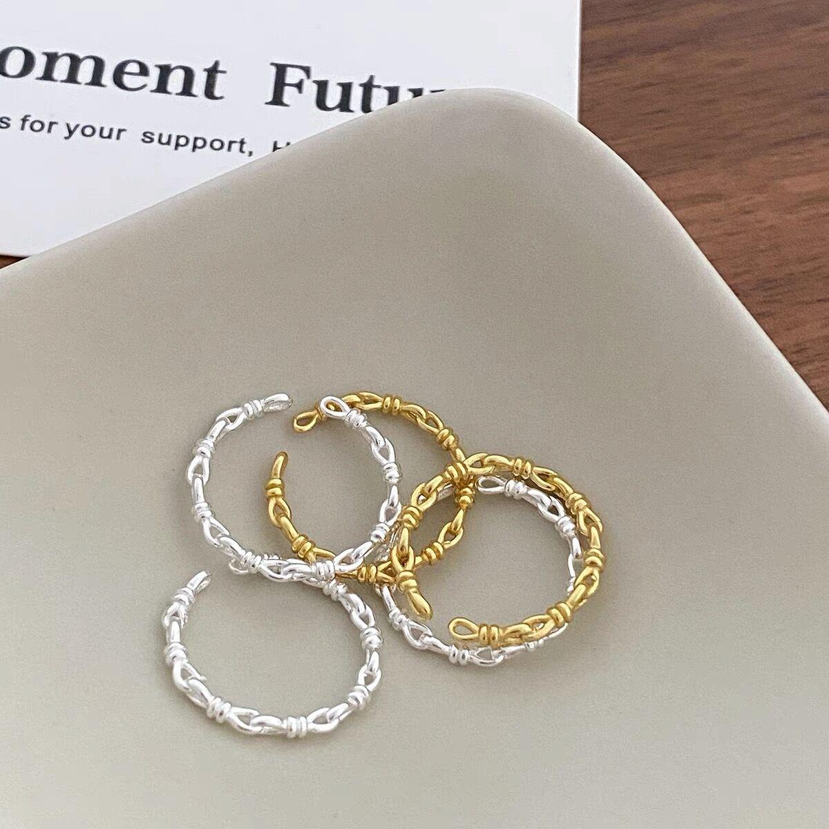 S925 Sterling Silver Threaded Knotted Braided Ring for Women Open -550(45%)