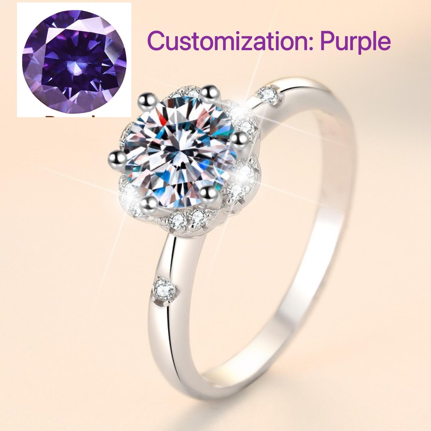 NO.110 S925 Sterling Silver Six-Claw Ring Synthetic Moissanite Ring fashion jewelry accessory woman girl promise ring Springtok