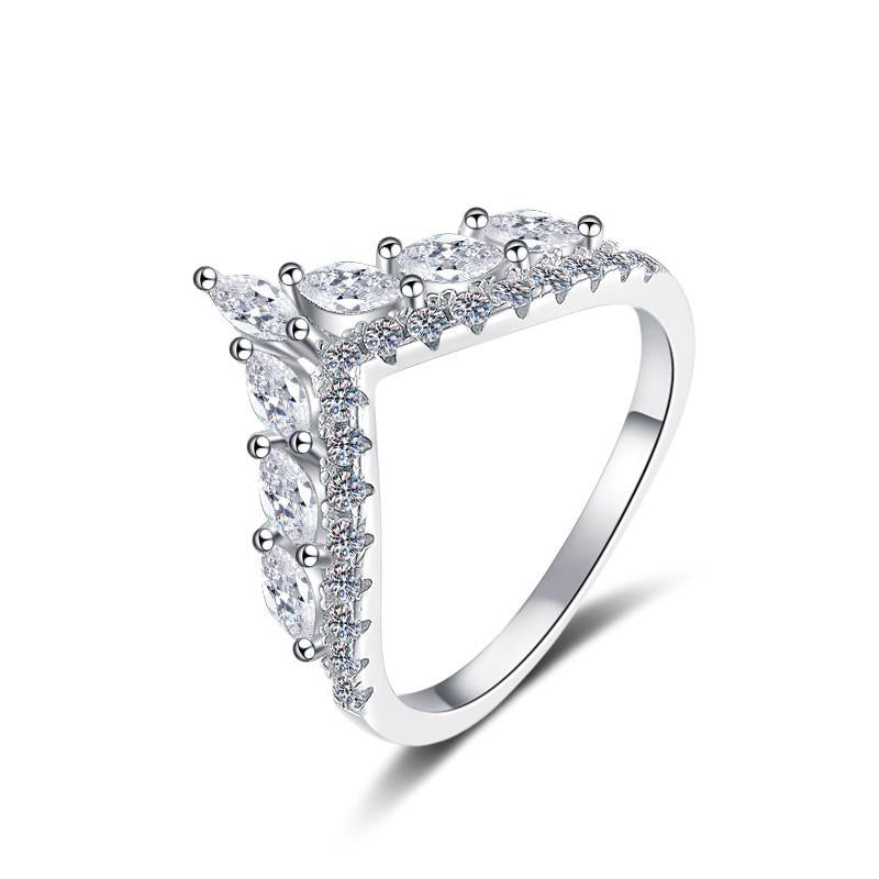 925 Sterling Silver Full Star Crown Band Ring Synthetic Moissanite Ring fashion jewelry accessory woman girl promise ring-222(35%)