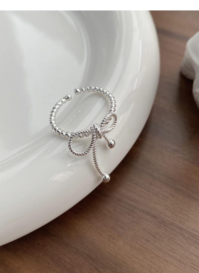 S925 Sterling Silver Bowknot Braided Open Ring for Women - 518(45%)