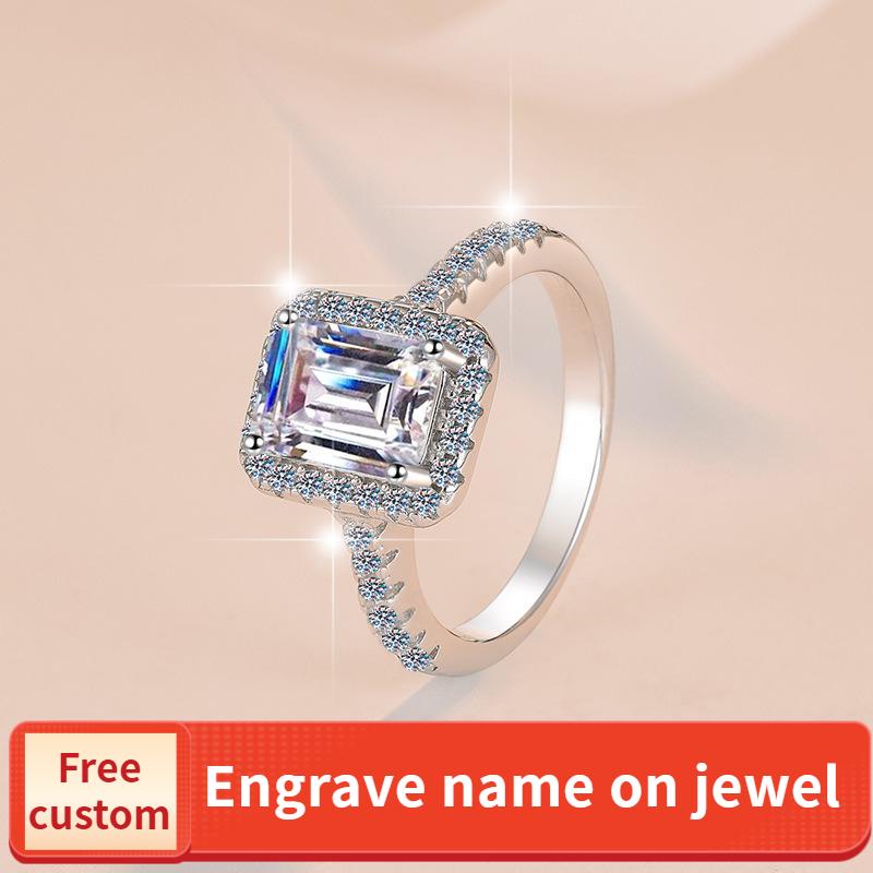 NO.117 S925 Sterling Silver Grandmother Cut Ring Synthetic Moissanite Ring fashion jewelry accessory woman girl promise ring Springtok