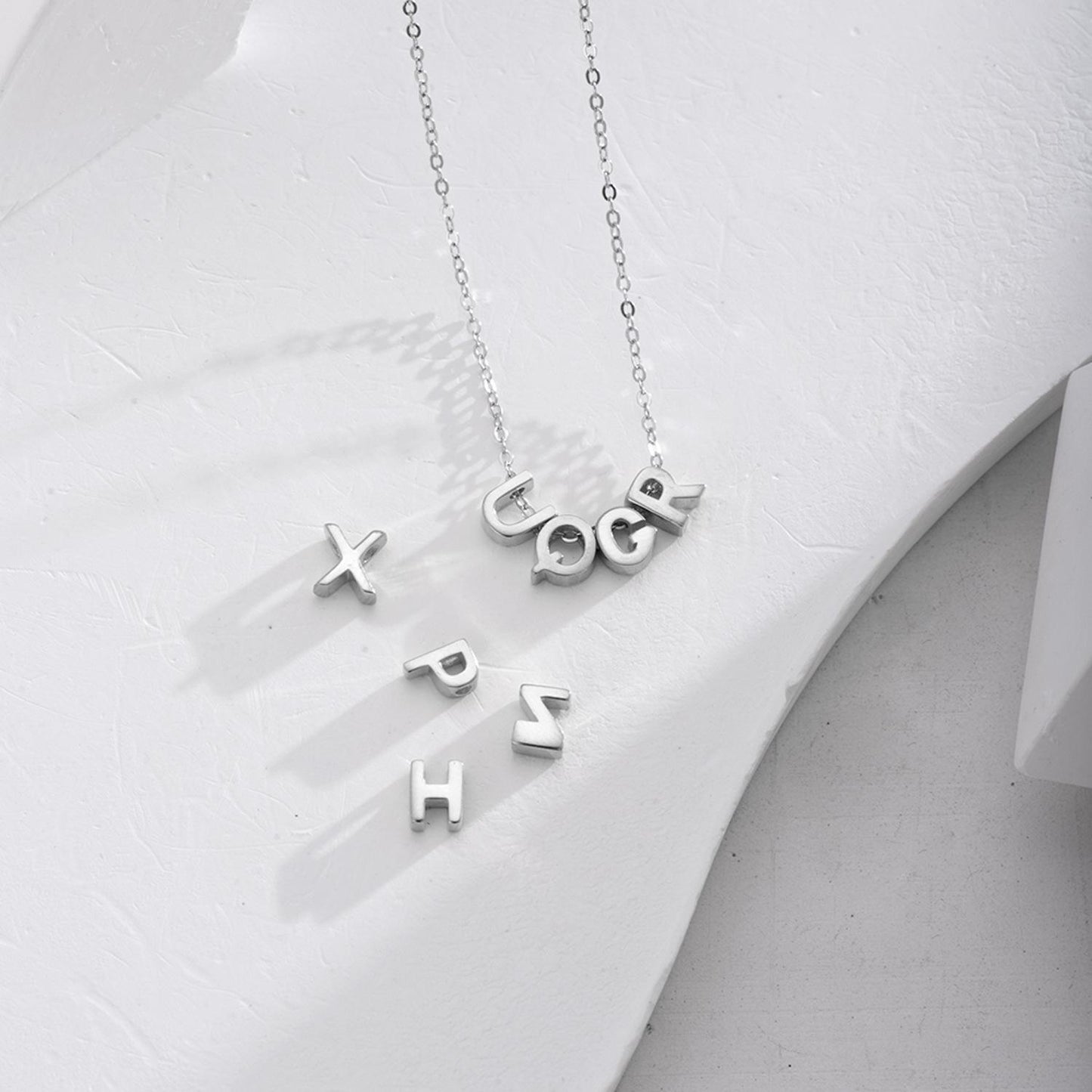 S925 Sterling Silver 26 English Letters and Love Heart Series Necklace/You Can Buy Them Individually And Combine It Freely