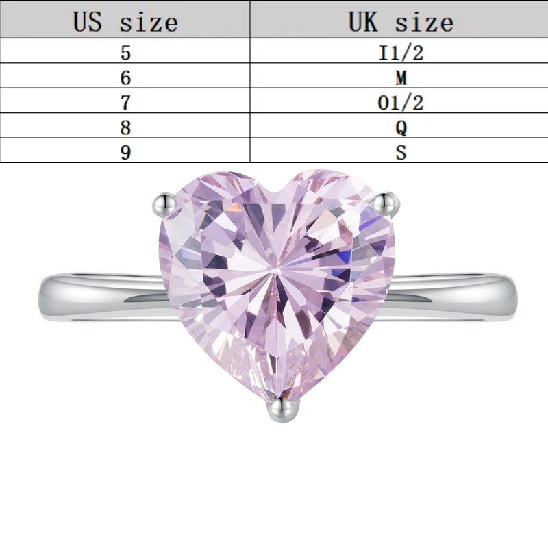 S925 Sterling Silver Heart Cut Heart-Shaped Ring 10*10 6A Cubic Zirconia Ring 4 Carat fashion jewelry accessory woman girl promise ring-229(35%)