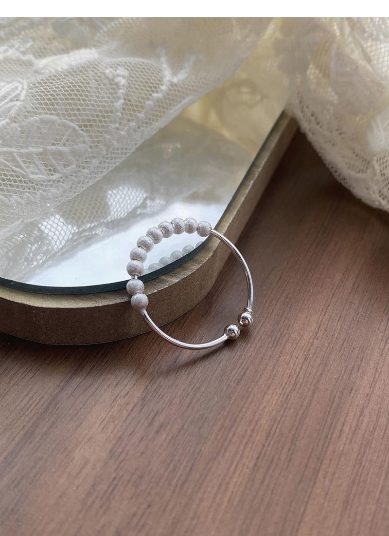 S925 Sterling Silver Matte Brushed Round Bead Ring for Women Open Ring -522(45%)