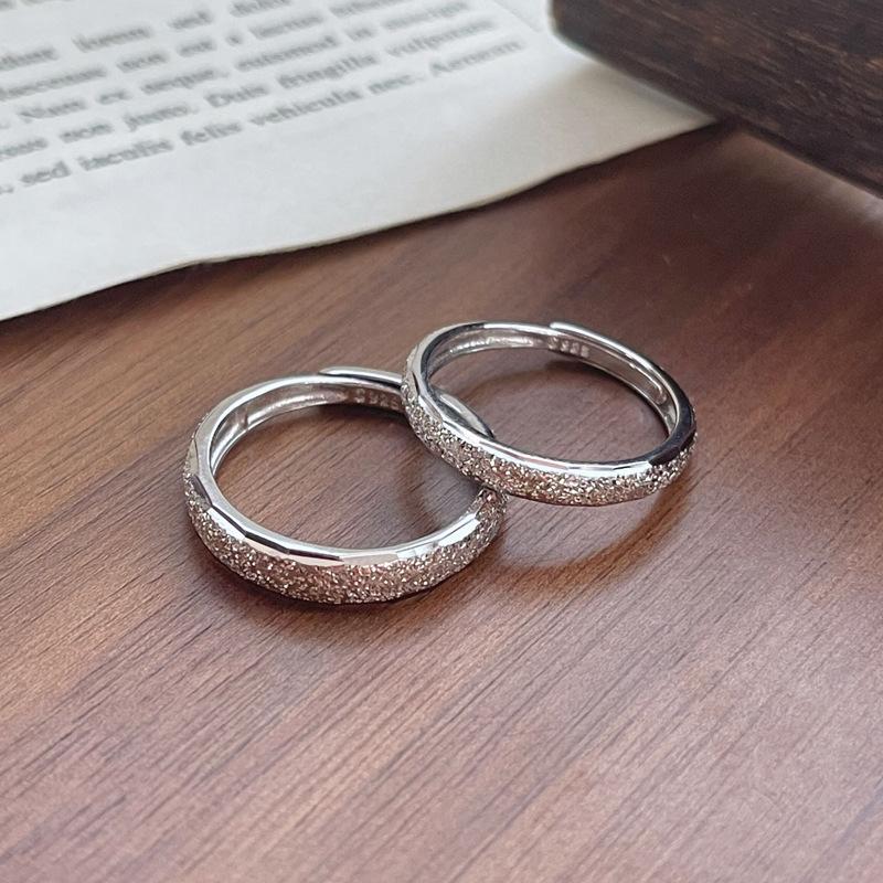 S925 Sterling Silver Couple Rings Plain Matte Open Ring -525 weddingring(45%)
