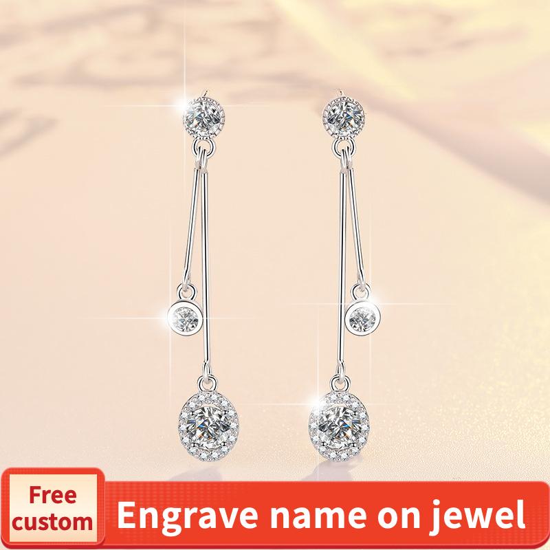 S925 Sterling Silver Line  Earrings D Color Synthetic Moissanite Daily Life Earrings(35%)-614