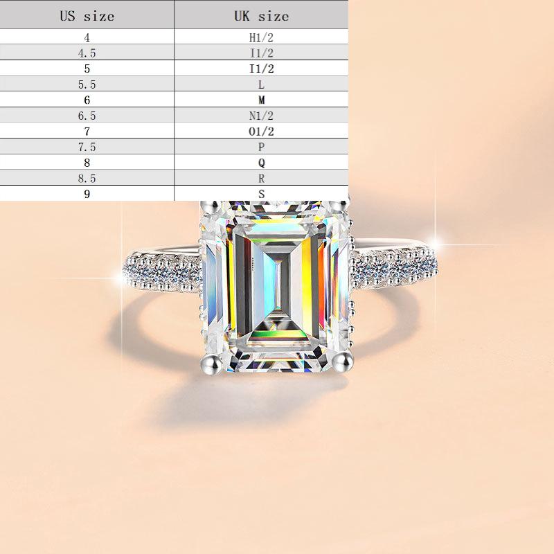 S925 Sterling Silver Grandma Rectanglar Synthetic Moissanite Ring 5/10Carat-221(1%)
