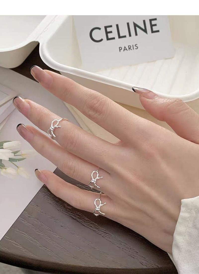 S925 Sterling Silver Bowknot Open Tail Ring Joint Ring for Women -514(45%)