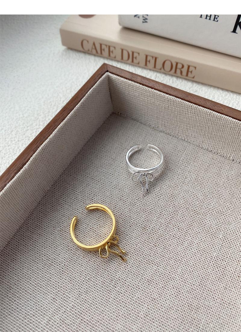 S925 Sterling Silver Simple Bowknot Ring for Women Open Ring -510(45%)
