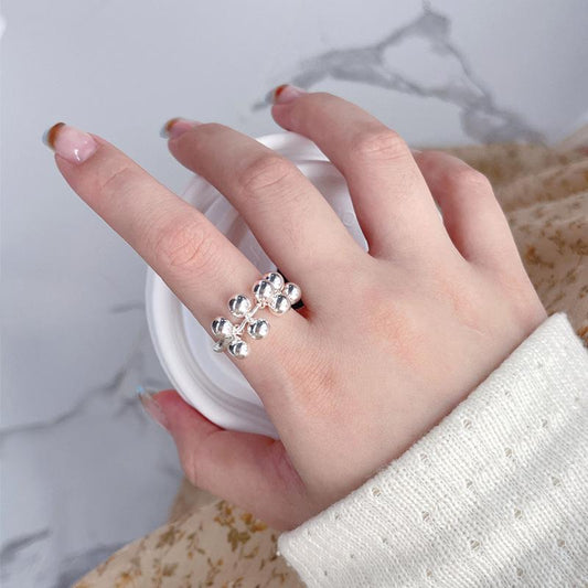 S925 Sterling Silver Simple Grape Cluster Ring for Women with Round Beads - 533(45%)
