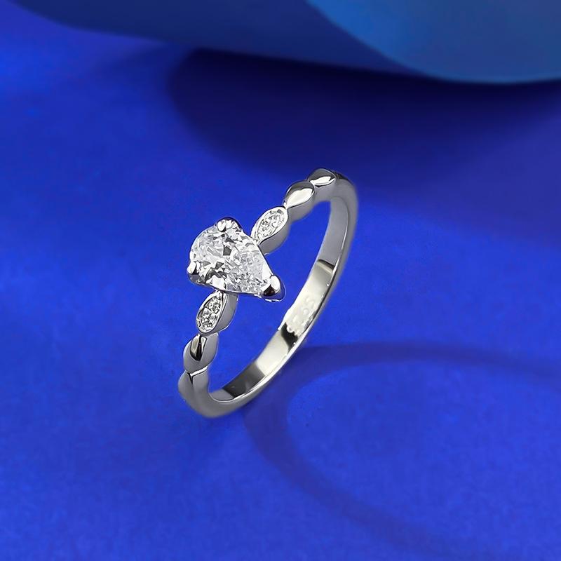 S925 Sterling Silver Mini Water Drop Ring 6A Cubic Zirconia Ring-162(35%)