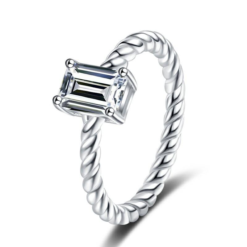 S925 Sterling Silver Vine Grandma cut Ring Synthetic Moissanite Ring 1Carat 5*7mm-241(35%)