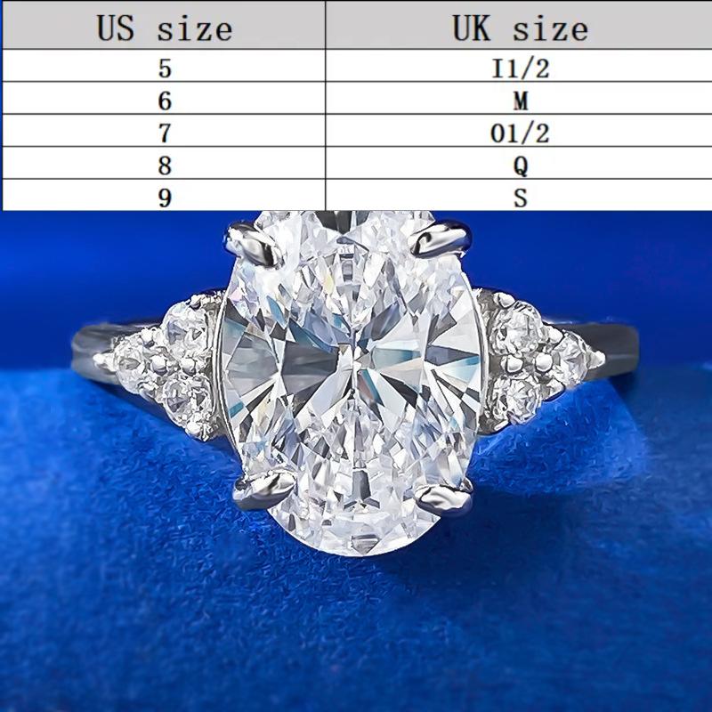 S925 Sterling Silver Oval Cut Oval Ring 8 * 12mm 6A Cubic Zirconia Ring fashion jewelry accessory woman girl promise ring-258(35%)