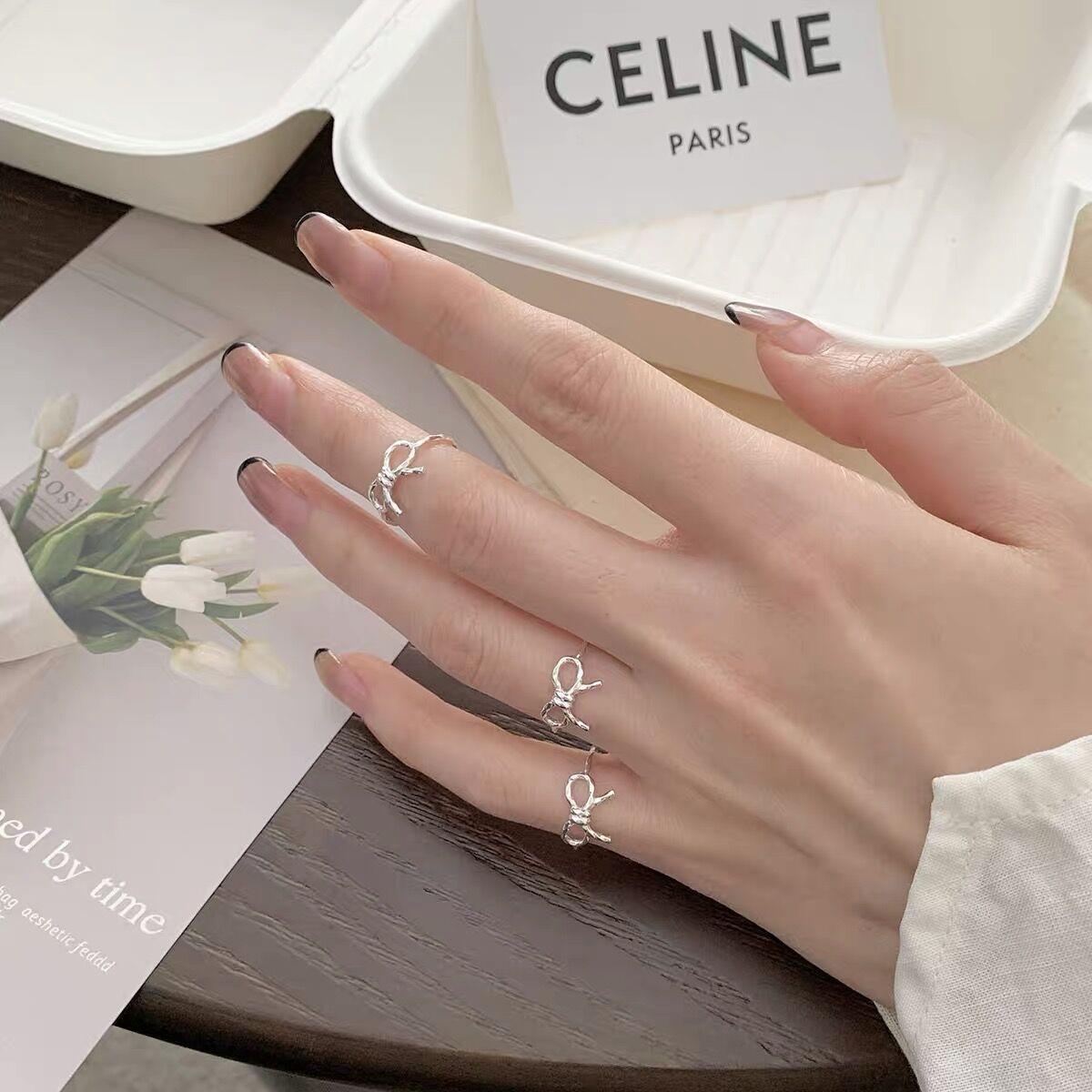 S925 Sterling Silver Bowknot Open Tail Ring Joint Ring for Women -514(45%)
