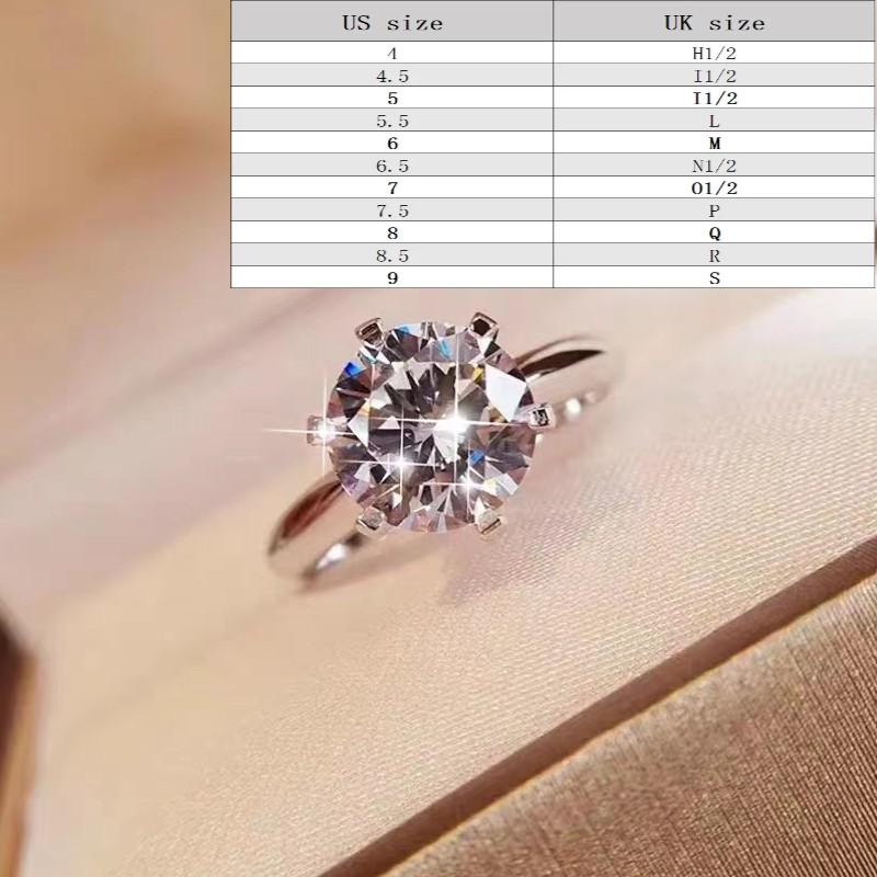 S925 Sterling Silver D Color Synthetic Moissanite Six-claws Ring 1/2/3/5 Carat -235(1%)
