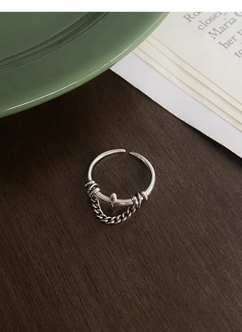 S925 Sterling Silver Vintage Chain Cross Silver Ring for Women - 505(45%)