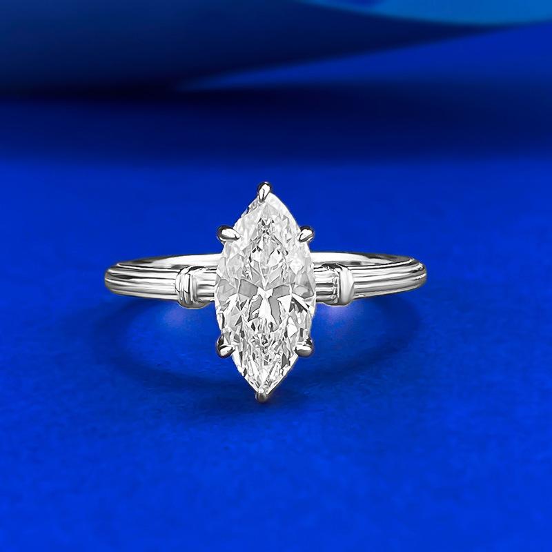 S925 Sterling Silver Bends and Hitches Twist Horse Eye Ring 6 * 12mm 6A Cubic Zirconia Ring-340(35%)