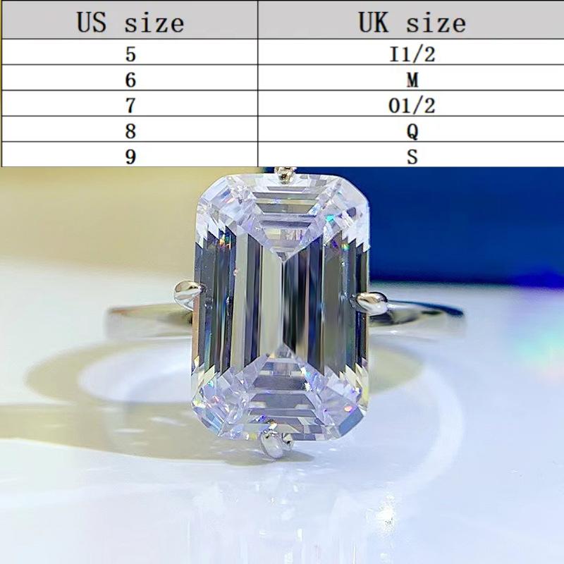 S925 Sterling Silver Grandma Cut High-carbon drill Ring 8*12mm 6A Cubic Zirconia Ring fashion jewelry accessory woman girl promise ring-256(35%)