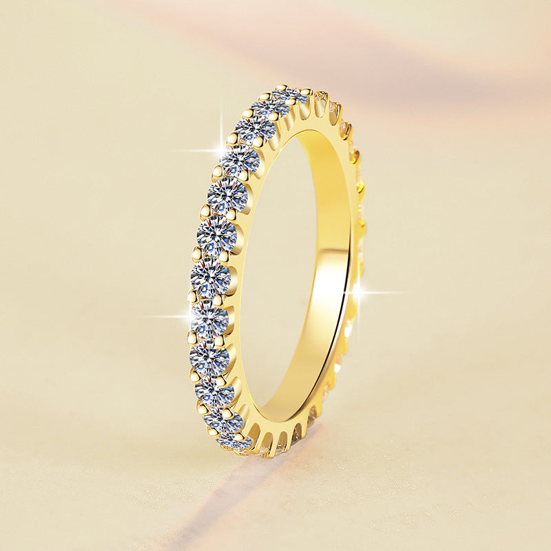 S925 Sterling Silver Full Band Row Moissanite fashion jewelry Ring-581(35%)