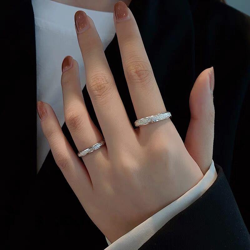 S925 Sterling Silver Plain Band Couple Open Adjustable Rings -629 weddingring(45%)